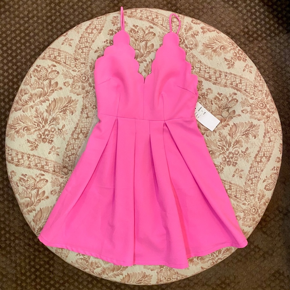 SOLD! Hot & Delicious Scallop Neck Mini Dress